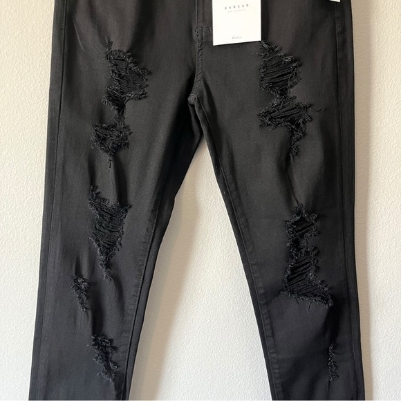 KanCan NEW High Rise Distressed Skinny Jeans Black Size 7/27 KC603BK - Picture 3 of 10